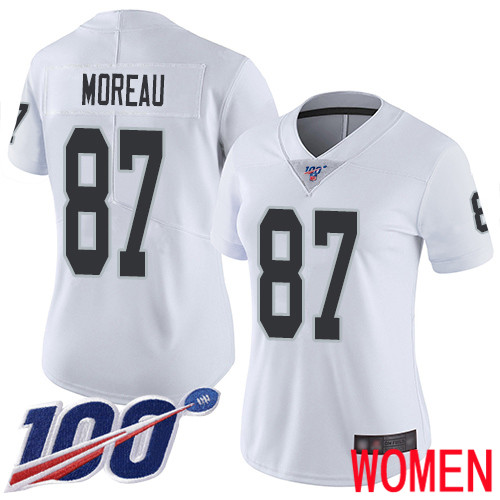 Oakland Raiders Limited White Women Foster Moreau Road Jersey NFL Football #87 100th Season Vapor Jersey->youth nfl jersey->Youth Jersey